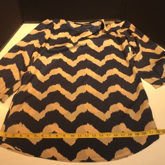 Vintage Shop Beige and Blue Dress - Size Large - Picture 6 of 11